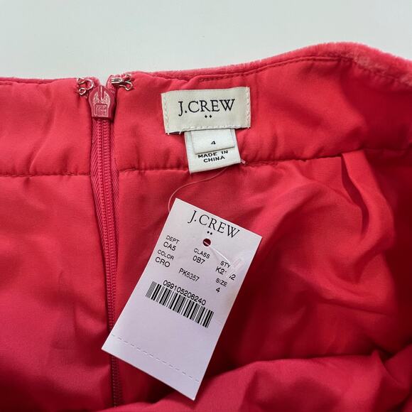 J Crew Skirt Womens 4 Red Pink Coral Velvet Mini A Line New - Picture 3 of 7